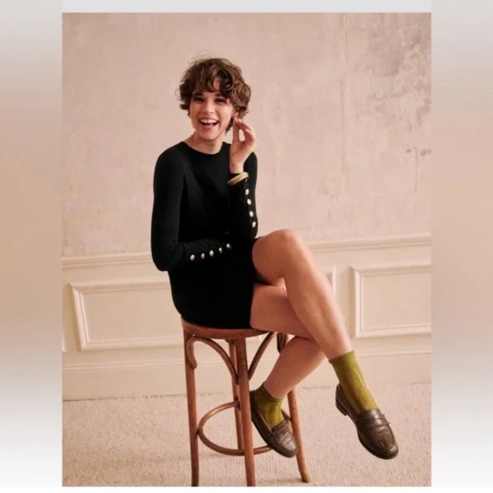 Sezane 100% Merino Wool Paola Black Dress Size XS